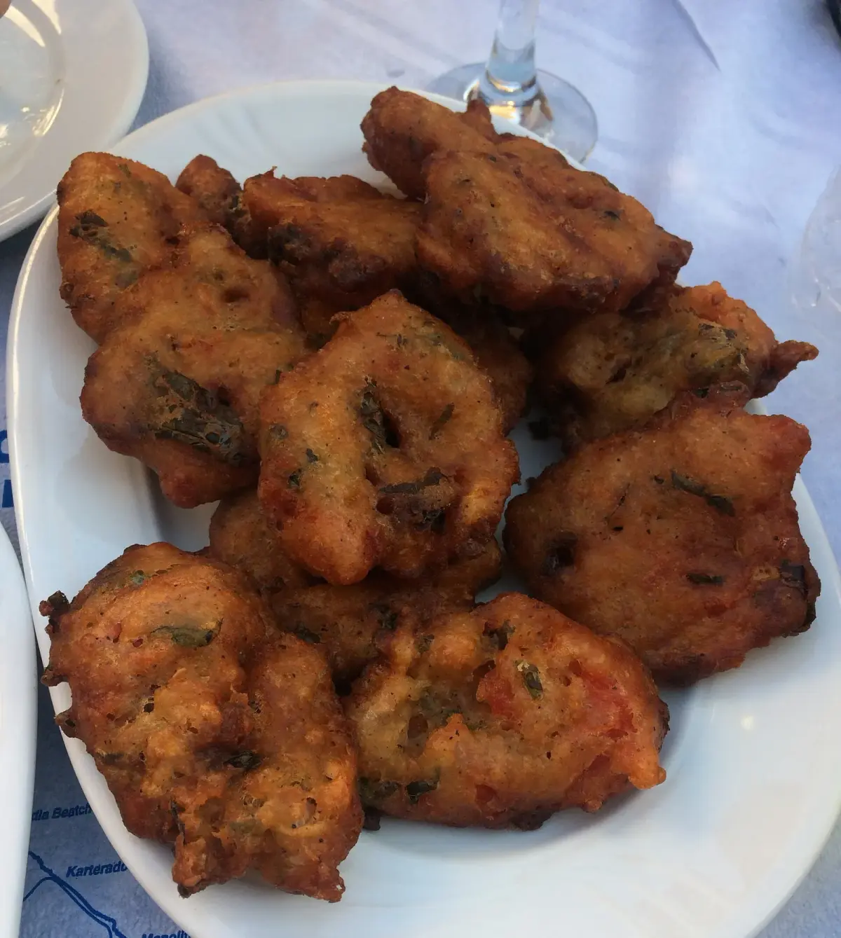 A plate of tomatokeftedes, Santorini's tomato fritters